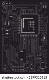 Digital communication circuit diagram. Vector illustration. Sketch for creativity.