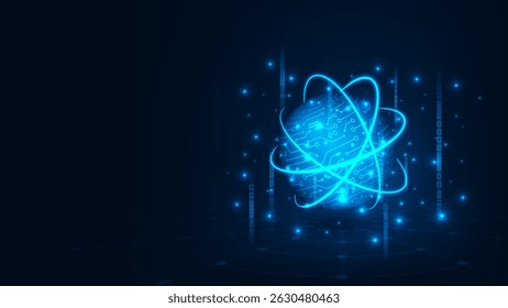 Digital communication concept, cyber world network Futuristic blue light background