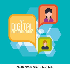 digital communication  concept with technology icons design, vector illustration 10 eps graphic.