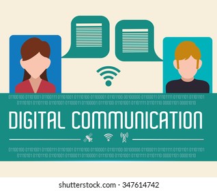 digital communication  concept with technology icons design, vector illustration 10 eps graphic.