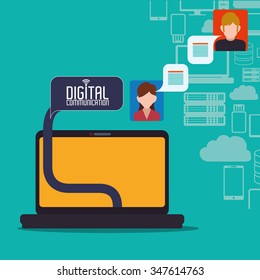digital communication  concept with technology icons design, vector illustration 10 eps graphic.