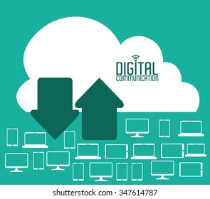 digital communication  concept with technology icons design, vector illustration 10 eps graphic.