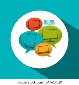 digital communication  concept with technology icons design, vector illustration 10 eps graphic.