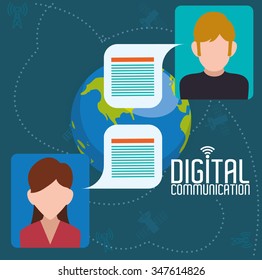 digital communication  concept with technology icons design, vector illustration 10 eps graphic.