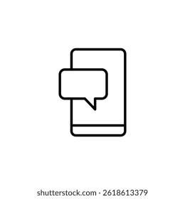 Digital communication conceptual illustration with a speech bubble on the device