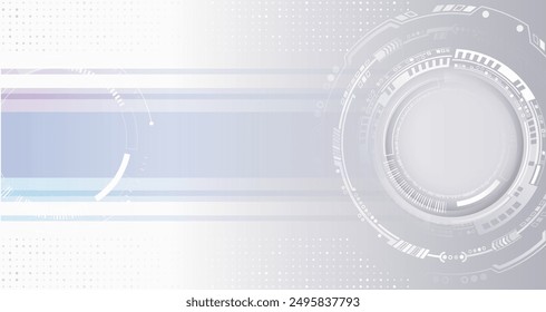 Digital communication, data protection, futuristic presentation, scientific cover. Abstract gray high-tech background consisting of circles and other technological elements.