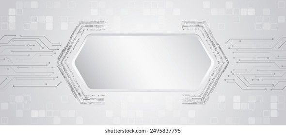 Comunicación digital, protección de datos, presentación futurista, cobertura científica. Abstractas fondo gris de alta tecnología que consta de hexágono y otros Elementos tecnológicos.