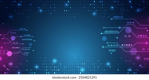 Comunicación digital, protección de datos, presentación de alta tecnología, cubierta científica. Fondo futurista azul Abstractas que consta de círculos de placa de circuito impreso y otros Elementos tecnológicos.