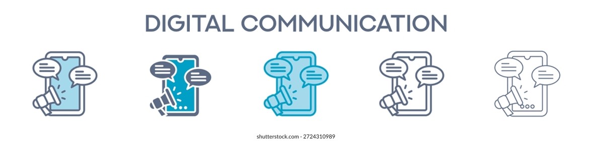 Elemento De Comunicación Digital Para Diseño Gráfico - Estilos Múltiples. Ilustración vectorial De Dos Colores Y Negro. Los Diseños Múltiples De Los Iconos Se Pueden Utilizar Para El Móvil, Ui, Web