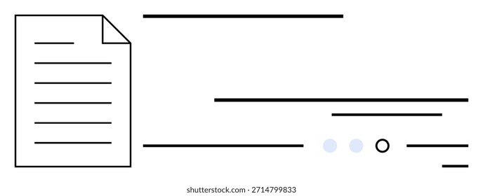 Comunicación digital, intercambio de archivos, documentos en línea, intercambio de datos, espacio de trabajo virtual, gestión de documentos. Vector de un documento con líneas y puntos de conexión. Comunicación digital y archivo