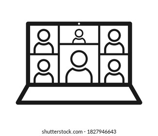Digital communication icon. Video conference. Work form home quarantine times. vector illustration. color editable