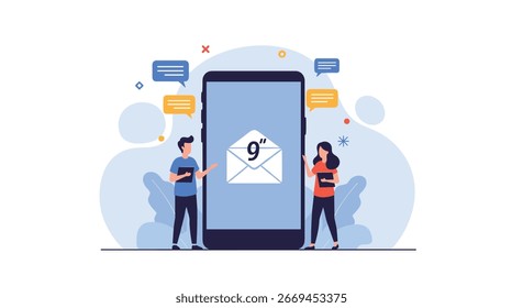 Digital communication and messaging concepts for modern business and technology understanding