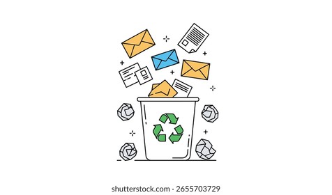 Digital communication overload is piling up in the trash bin decluttering your inbox and sorting through messages efficiently