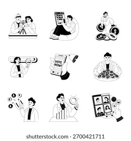 Video Concepto de comunicación digital y conexión virtual con personas que chatean, llaman y se conectan en red en dispositivos móviles: ilustración de esquema Conjunto 2
