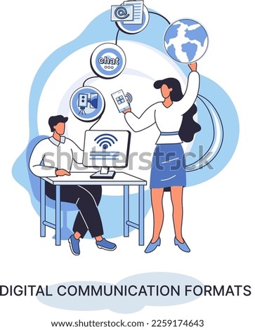 Digital communications formats. Chat messages smartphone, Sms on mobile phone screen, computer application. Chatting, messaging using chat app or social network. Persons cellphone metaphor