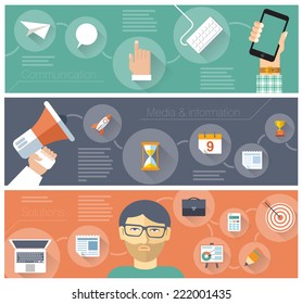 Digital communications. Vector presentation minimalist flat design templates.