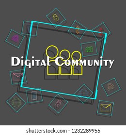 Digital Community concepts web protection with flat style, vector illustration with icons