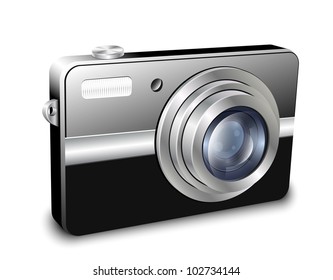 Digital compact photo camera. Vector illustration