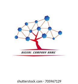Digital company tree, vector logo science