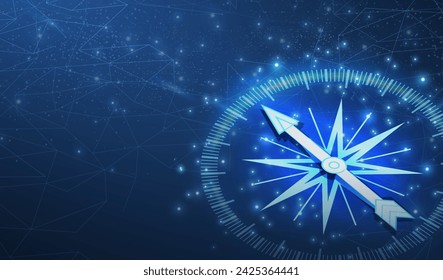 Digital compass. Business strategic explorer, Vision crisis, Mission path, Agency creative, Digital strategy, Market decision, Achievement strategy, Financial stock, Company vision concepts