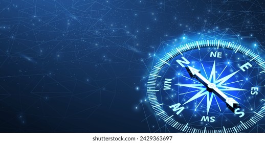 Digital compass. Business strategic explorer, Vision crisis, Mission path, Agency creative, Digital strategy, Market decision, Achievement strategy, Financial stock, Company vision concepts