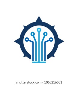 Digital Compass Logo Icon Design