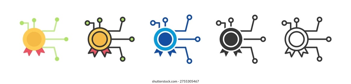 digital competences icon set multi style various collection