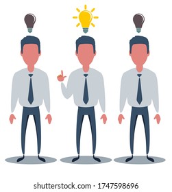 Digital composite of Business people with light bulb over head. Vector flat design illustration.