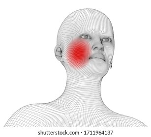 Digital composite of highlighted spine of woman with pain. Medical illustration showing inflamed, painful.