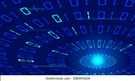 The digital composition has a luminous abstract background with perspective space.