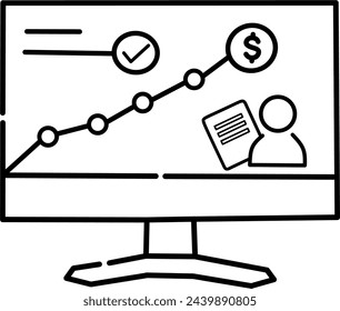 Icono de marketing digital del ordenador, adecuado para 