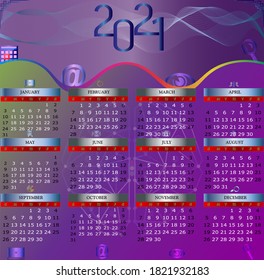 Calendario de concepto digital 2021; tema de internet.