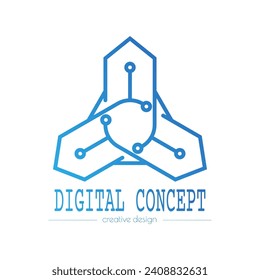 El concepto digital Logo abstracto para el desarrollo y mantenimiento de WEB. Estilo plano