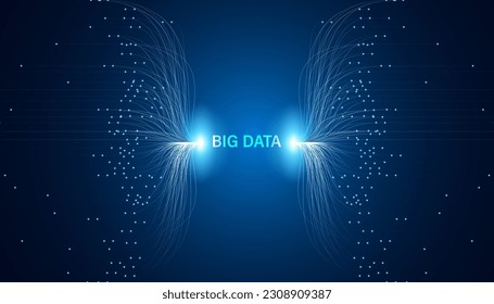 Digital concept, big data is fluttering data collection Data processing and data analysis on a beautiful futuristic background.