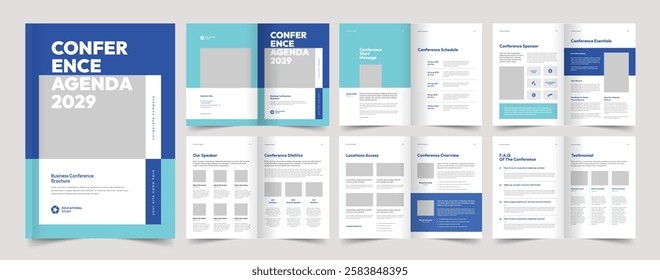Digital Conference Agenda Template, Vector Template