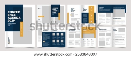 Digital Conference Agenda Template, Vector Template
