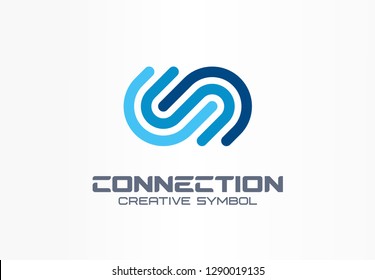 Digital connect creative symbol concept. Community join, integration, web network abstract business logo. Internet technology, communication icon. Corporate identity logotype, company graphic design