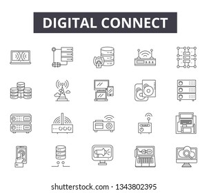Digital connect line icons for web and mobile design. Editable stroke signs. Digital connect  outline concept illustrations