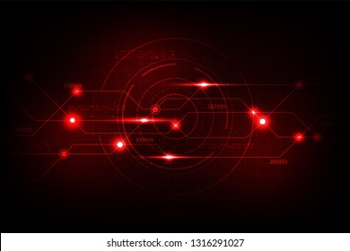 Digital connection circuit on a dark red background.