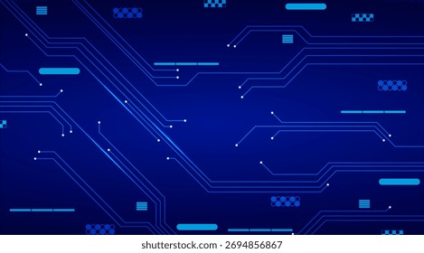 Digital Connection Circuit Vektor Modern Blue Electronic Data Flow Hintergrund