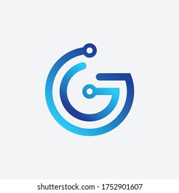plantilla de logotipo de ilustración de la letra de formación de conexión digital G