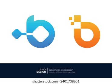 Digital connection letter B logo design collection.
