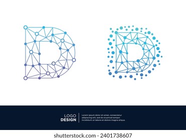 Digitale Anbindung Buchstaben D Logo Design Kollektion.