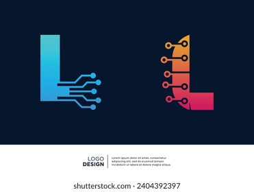 Digitale Anbindung Buchstaben L Logo Design Kollektion.