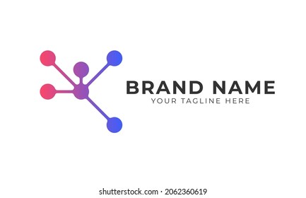 Digital connection logo. Connection of circle with gradient color.