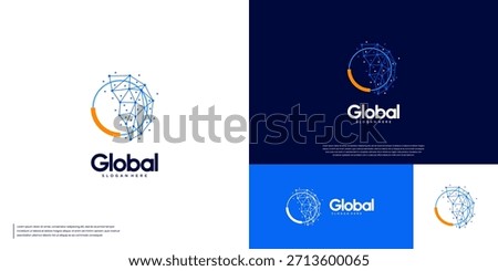 Digital connection logo, symbol of trust and technological innovation, with a global concept, vector graphic template.