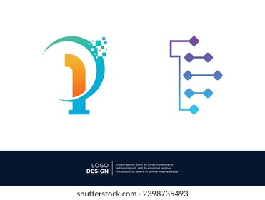 Digital connection Number 1 logo design collection.