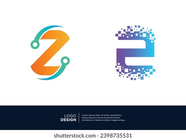 Digital connection Number 2 logo design collection.