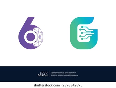 Conexión digital Colección de diseño del logotipo número 6.