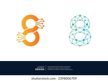 Conexión digital Colección de diseño del logotipo número 8.